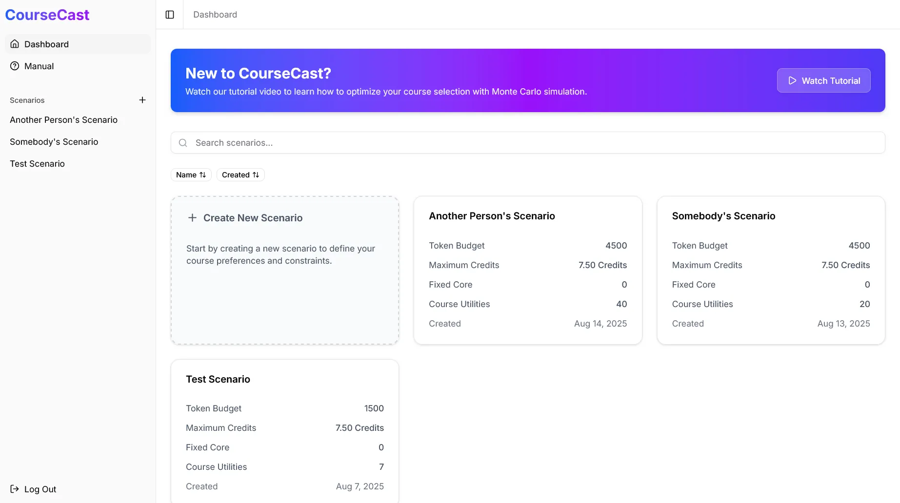 CourseCast Dashboard Home